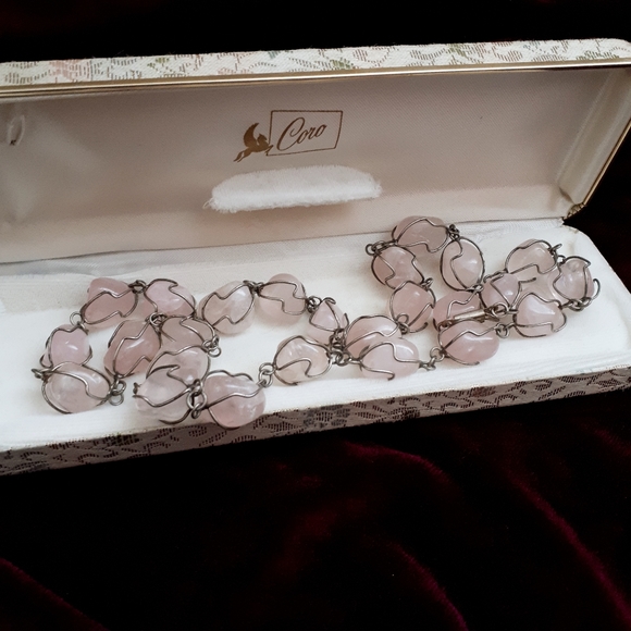 Vintage Rose Quartz, Natural Stone Necklace - Picture 3 of 10